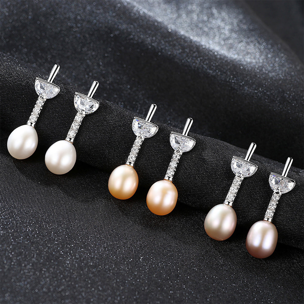 925 Sterling Silver Natural Pearl Drop Earrings Fashion Jewelry Gift for Women Girls