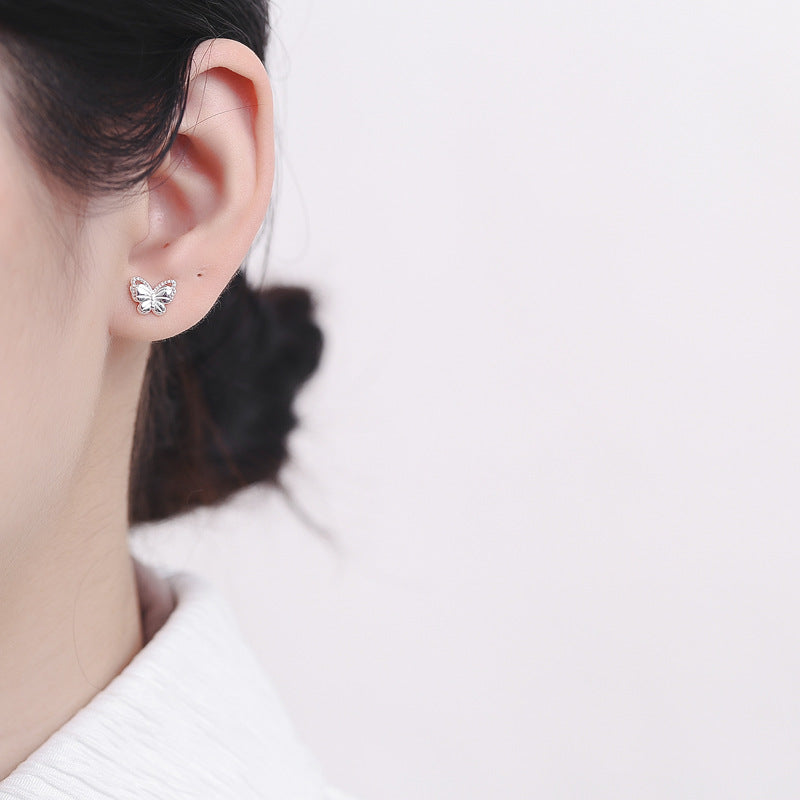 925 Sterling Silver Butterfly Screw Back Stud Earrings