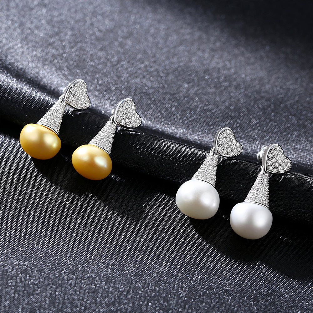 925 Sterling Silver Natural Pearl Drop Earrings Fashion Jewelry Gift for Women Girls