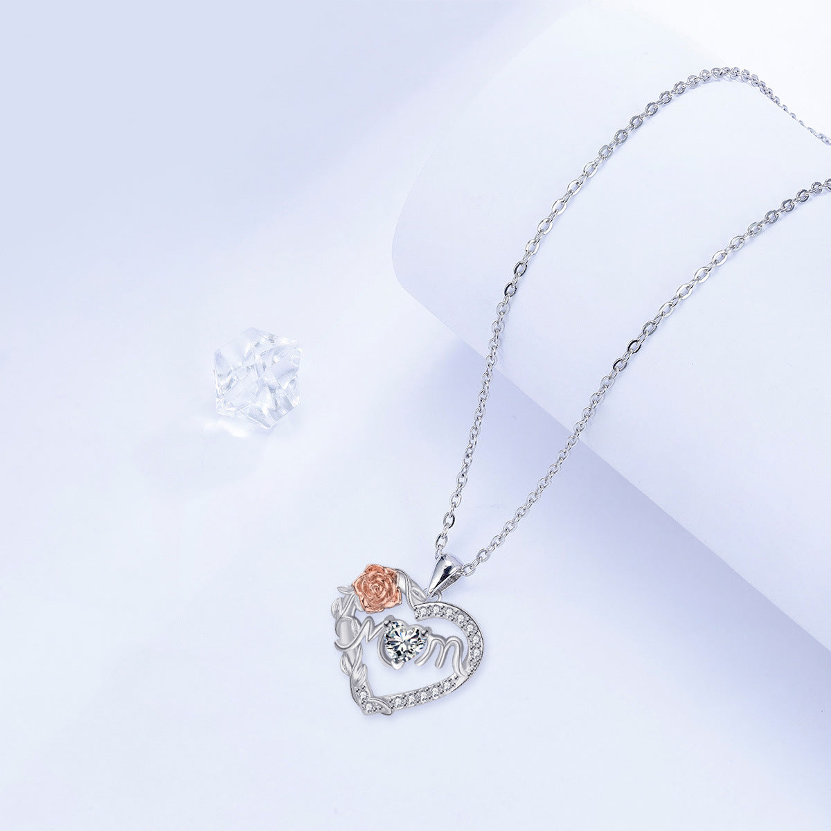 Copper With Silver/Rosegold Plated Heart Pendant Necklace