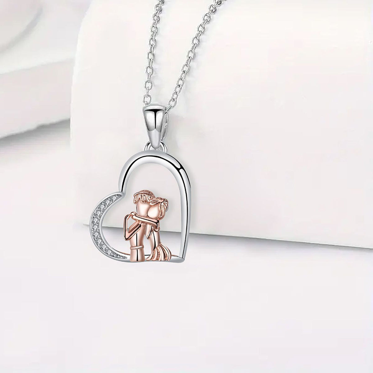 Copper With Silver/Rosegold Plated Heart Pendant Necklace