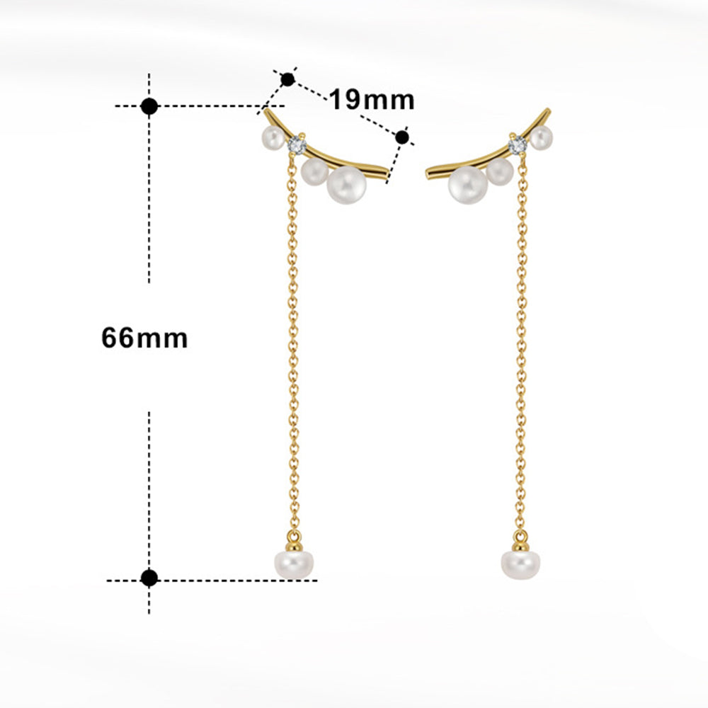 925 Sterling Silver Natural Pearl Earrings Fashion Jewelry Gift for Women Girl