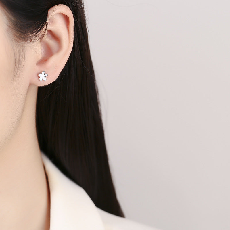 925 Sterling Silver Flower Screw Back Stud Earrings