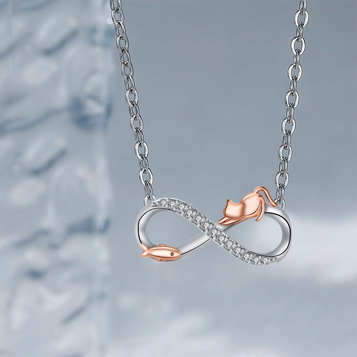 Copper With Silver/Rosegold Plated Infinity Pendant Necklace