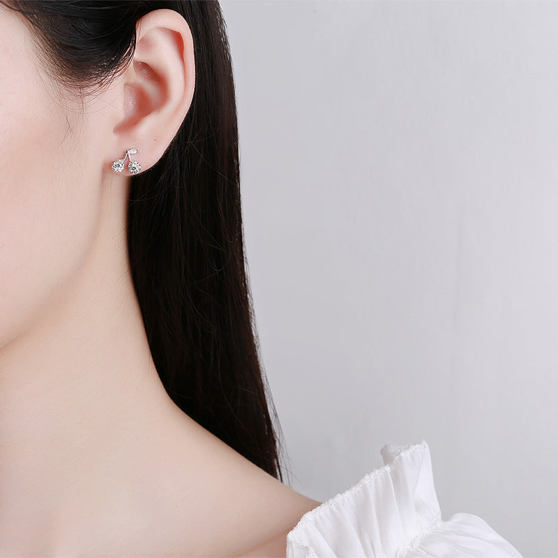 925 Sterling Silver Cherry Screw Back Stud Earrings