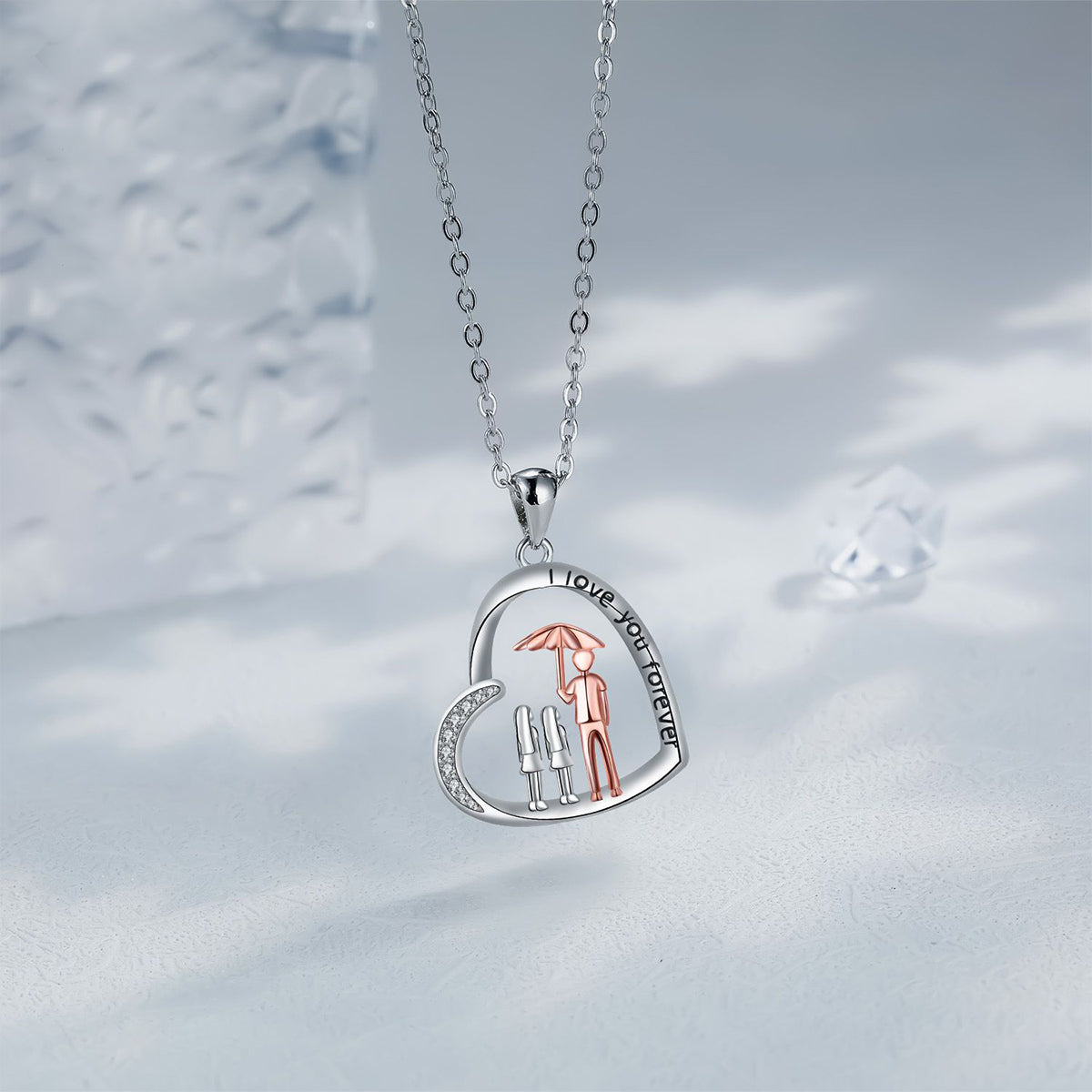 Copper With Silver/Rosegold Plated Heart Pendant Necklace