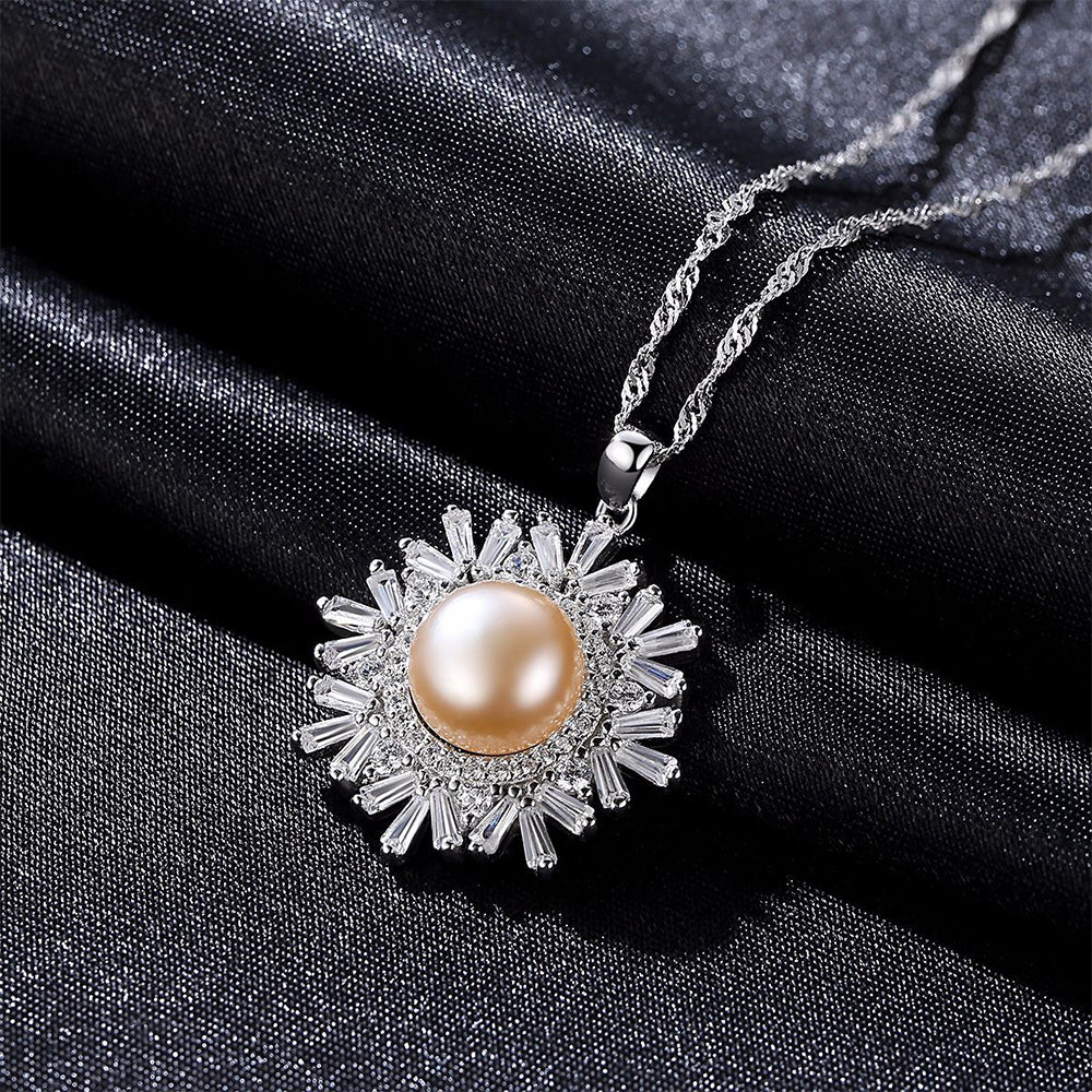 925 Sterling Silver Natural Pearl Drop Necklace Fashion Jewelry Gift for Women Girls