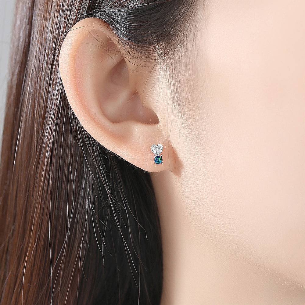 925 Sterling Silver Heart Earrings Fashion Jewelry Gift for Women Girls