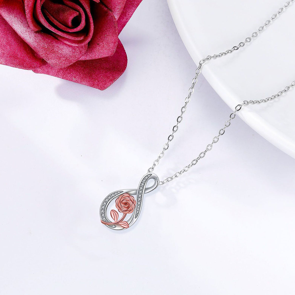 Copper With Silver/Rosegold Plated Love Pendant Necklace