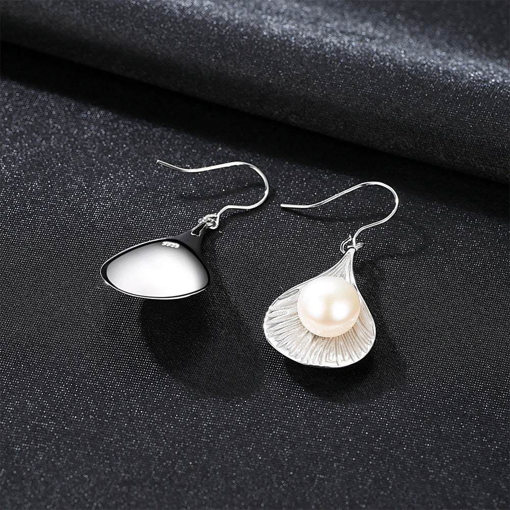 925 Sterling Silver Natural Pearl Drop Hook Earrings Fashion Jewelry Gift for Women Girls