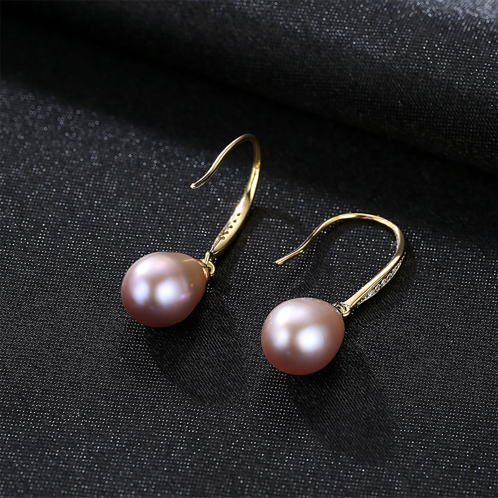 925 Sterling Silver Natural Pearl Drop Earrings Fashion Jewelry Gift for Women Girls