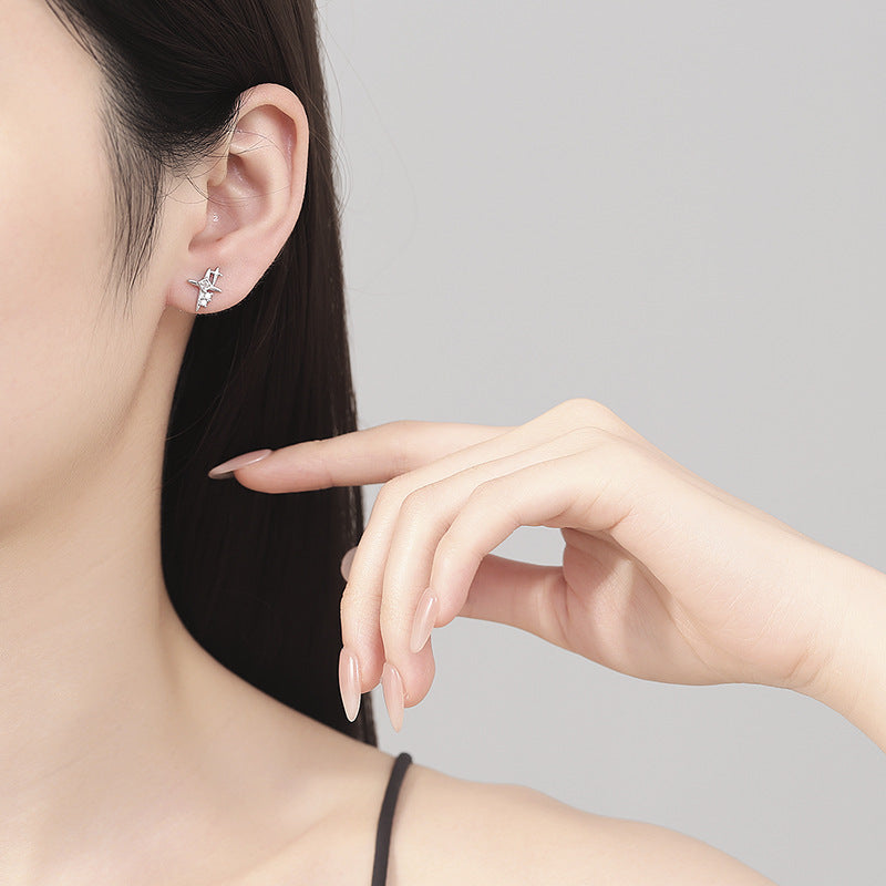 925 Sterling Silver Star Screw Back Stud Earrings