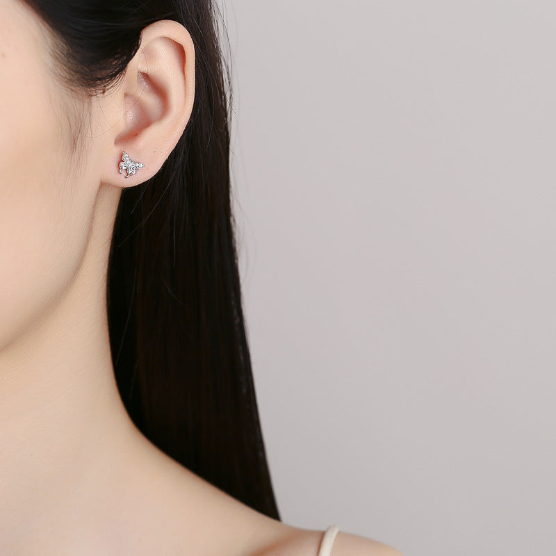 925 Sterling Silver Butterfly Screw Back Stud Earrings