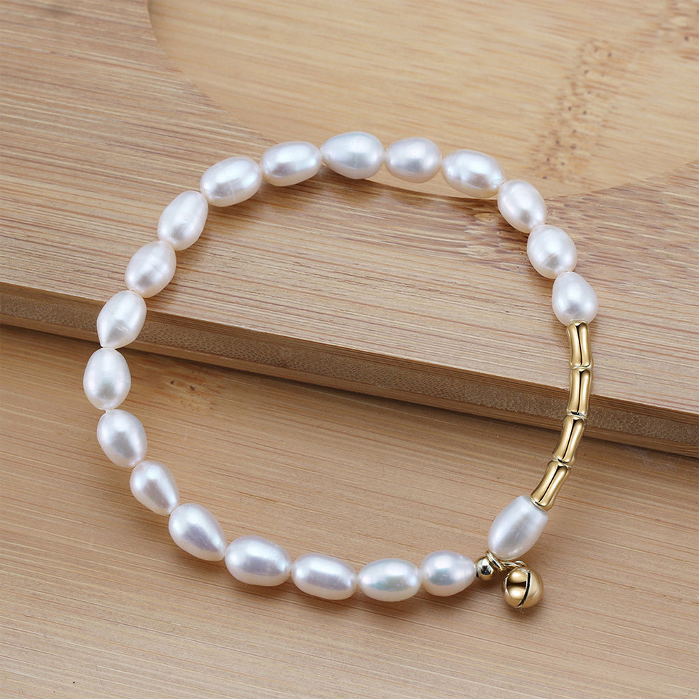 925 Sterling Silver Pearl Bracelet Fashion Jewelry Gift for Women Girls