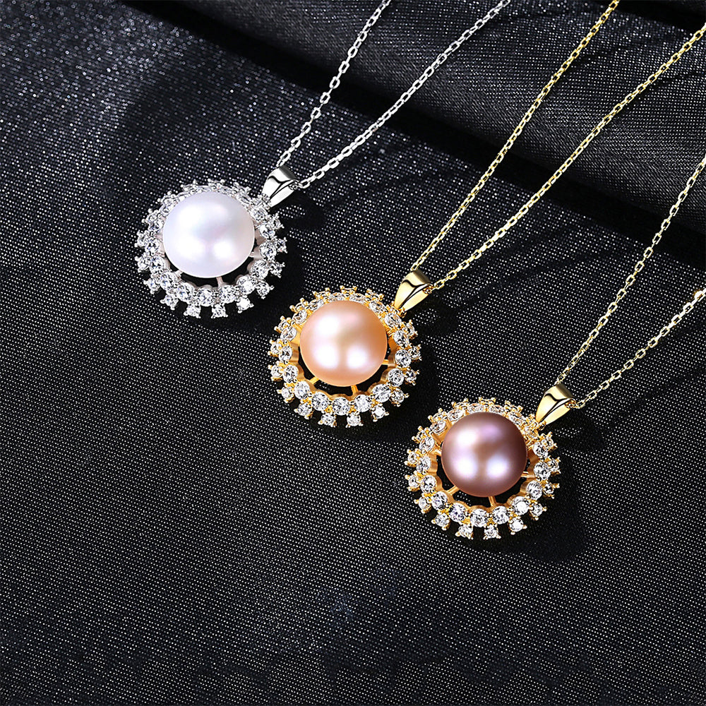 925 Sterling Silver Natural Pearl Drop Necklace Fashion Jewelry Gift for Women Girls