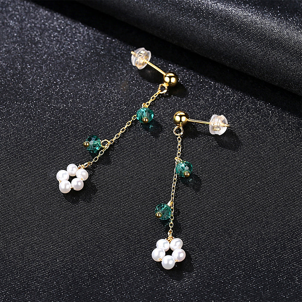 Pendientes colgantes de perla natural de plata de ley 925, joyería de moda, regalo para mujeres y niñas.