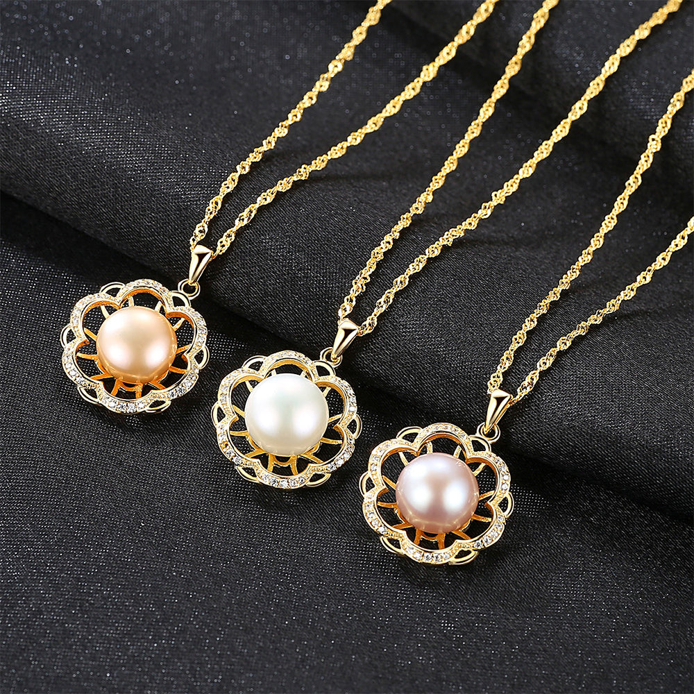925 Sterling Silver Natural Pearl Drop Necklace Fashion Jewelry Gift for Women Girls