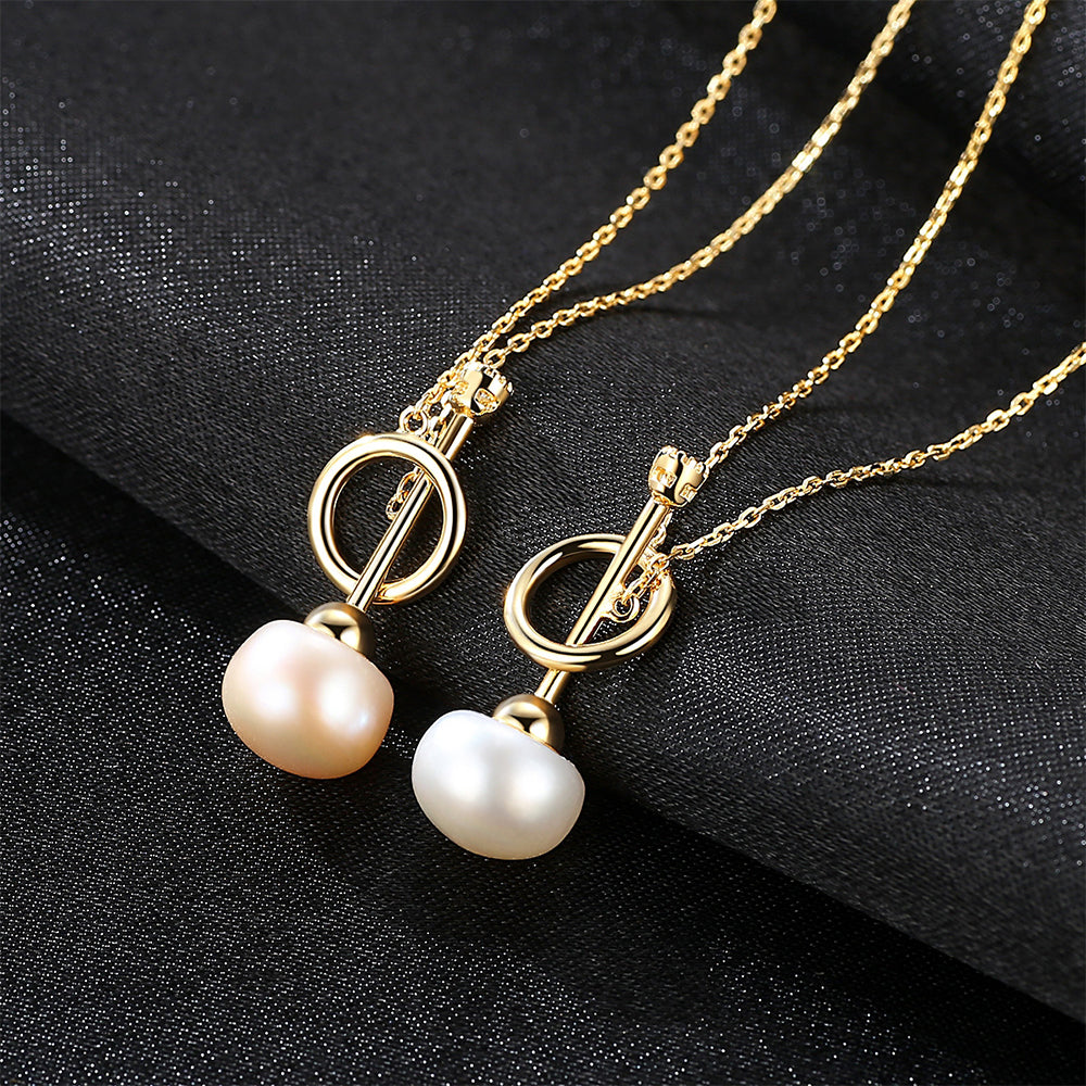 925 Sterling Silver Natural Pearl Drop Necklace Fashion Jewelry Gift for Women Girls