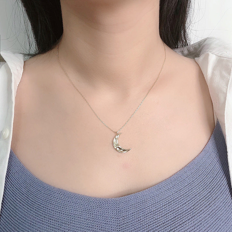 925 Sterling Silver Fashion Moon Pendant Necklace
