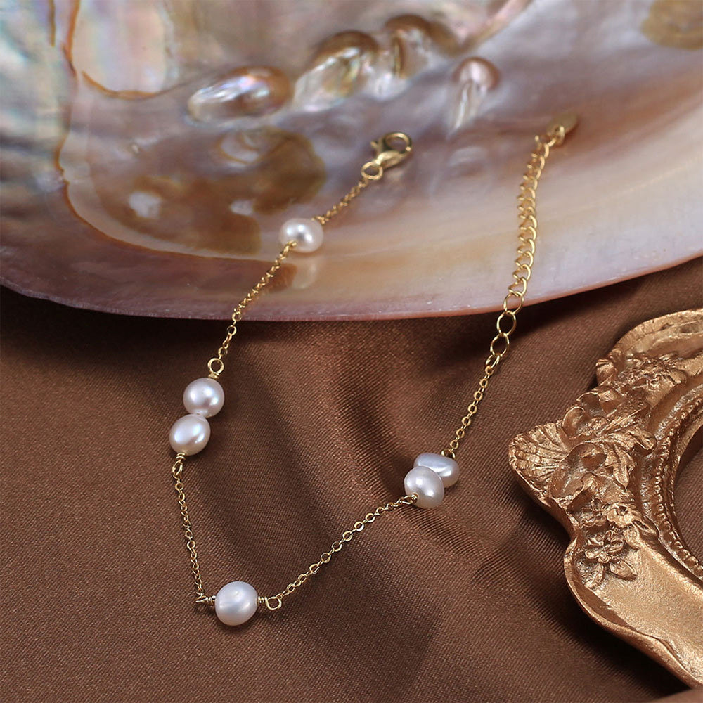 925 Sterling Silver Pearl Bracelet Fashion Jewelry Gift for Women Girls