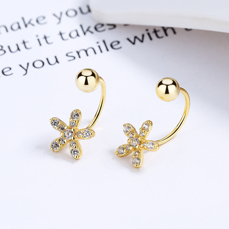 925 Sterling Silver Flower Screw Back Stud Earrings