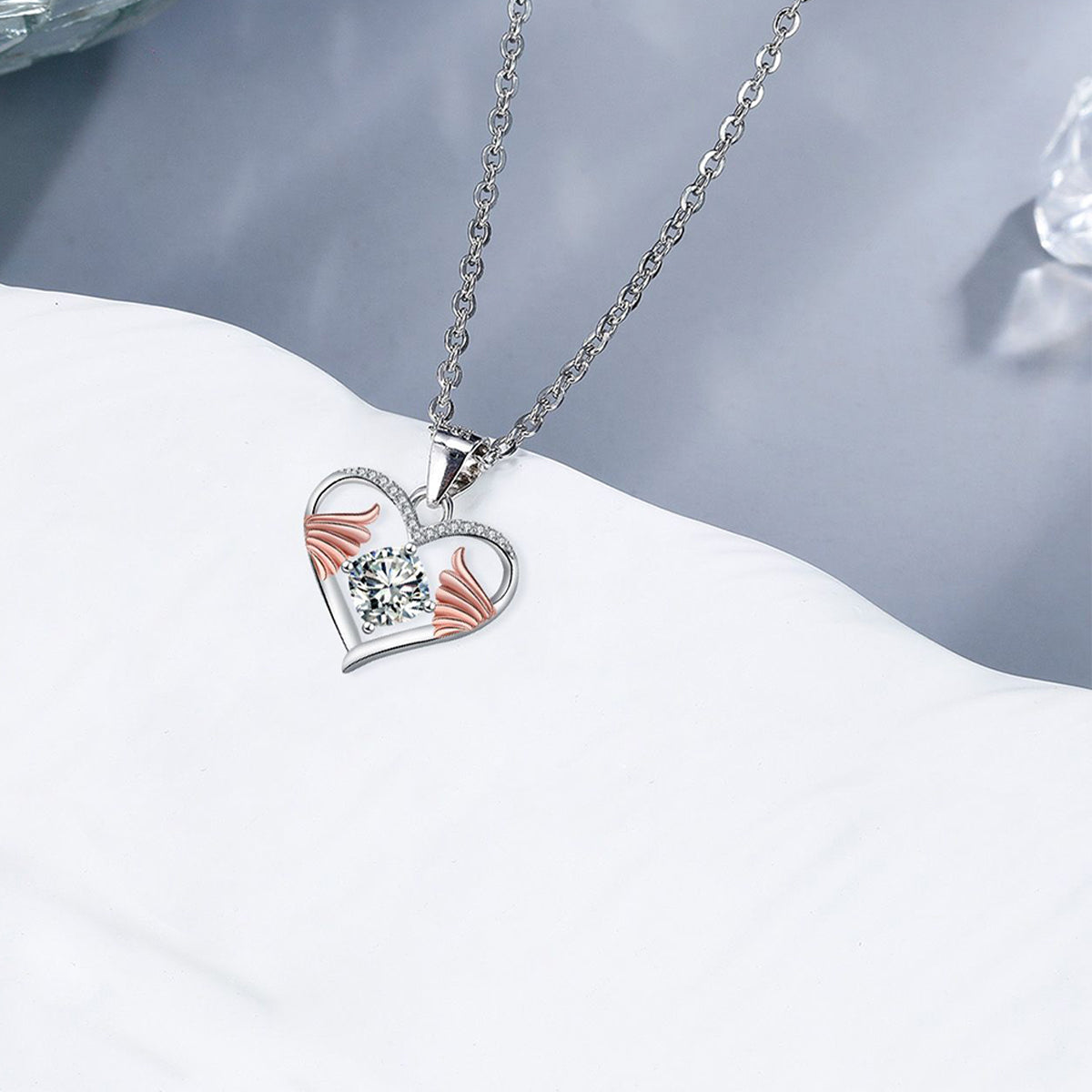 Copper With Silver/Rosegold Plated Heart Pendant Necklace