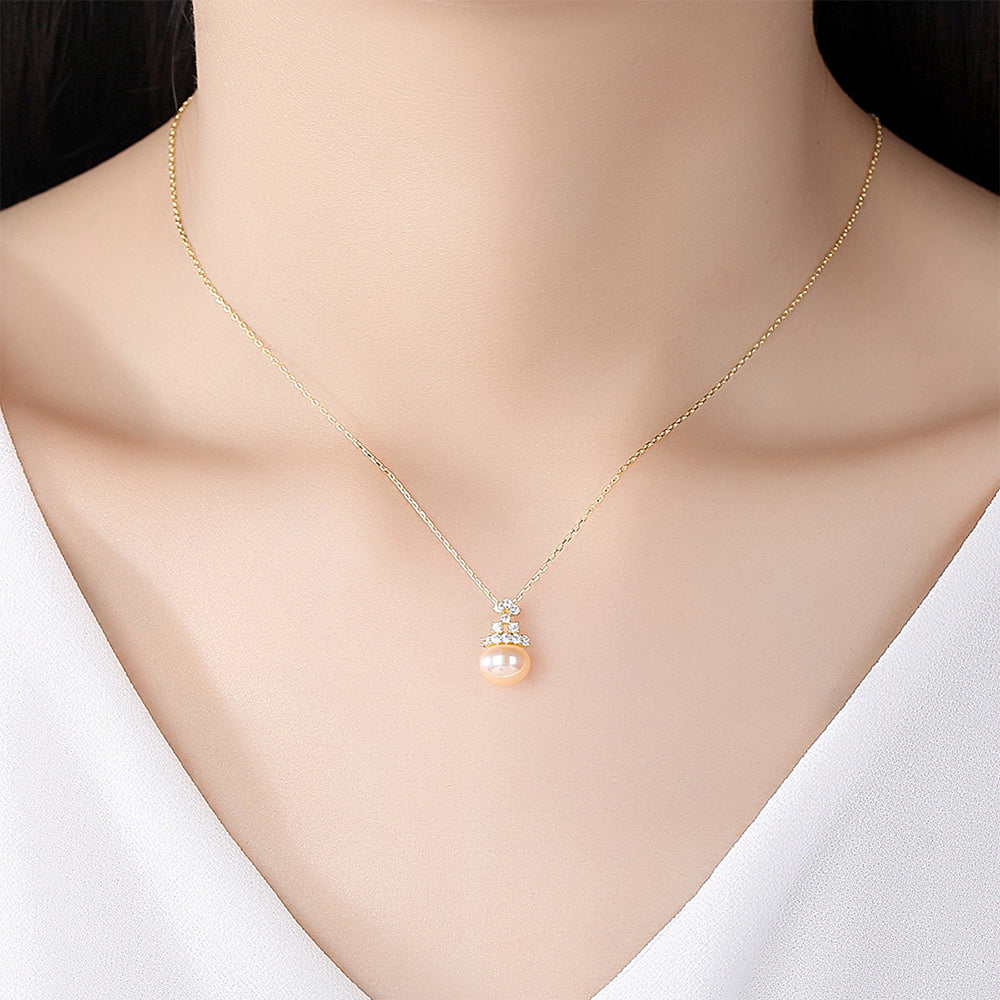 925 Sterling Silver Natural Pearl Drop Necklace Fashion Jewelry Gift for Women Girls