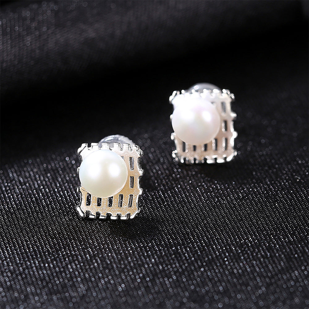 925 Sterling Silver Natural Pearl Drop Earrings Fashion Jewelry Gift for Women Girls