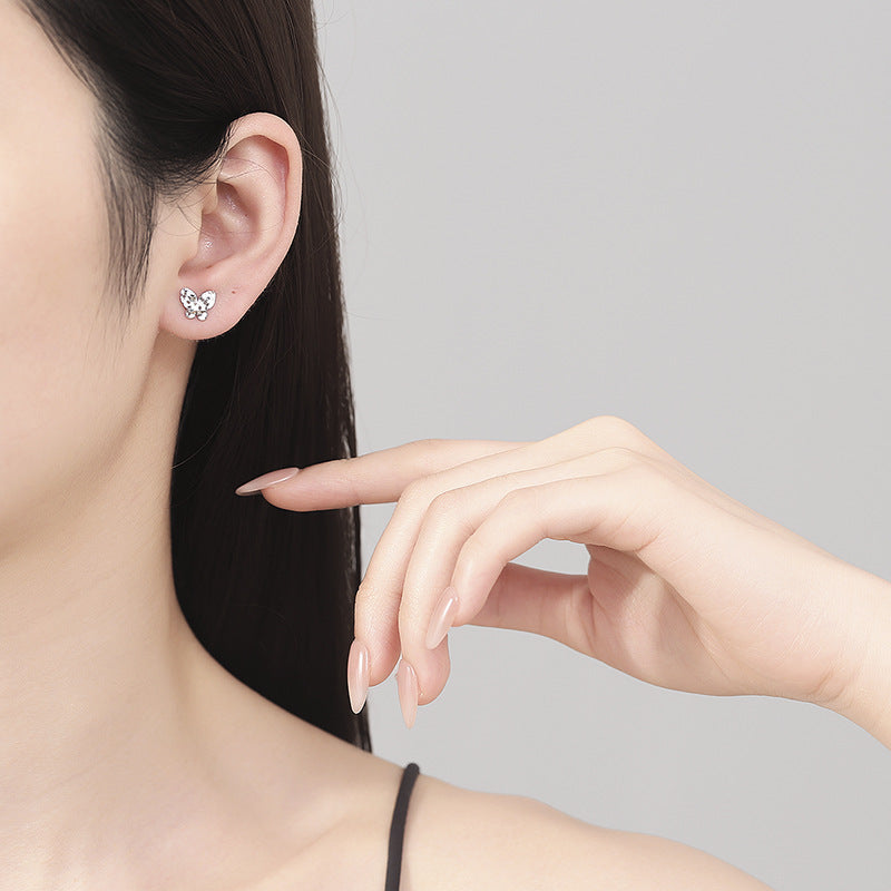 925 Sterling Silver Butterfly Screw Back Stud Earrings