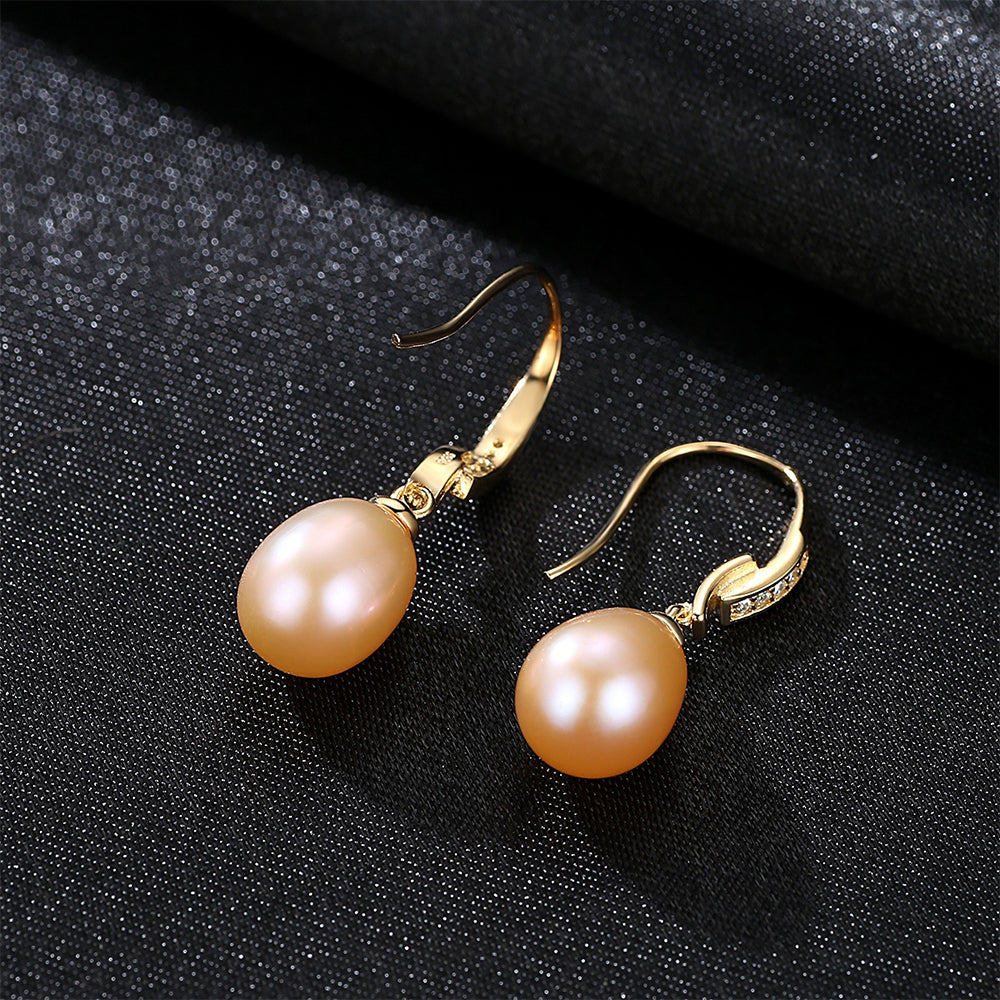 925 Sterling Silver Natural Pearl Drop Earrings Fashion Jewelry Gift for Women Girls