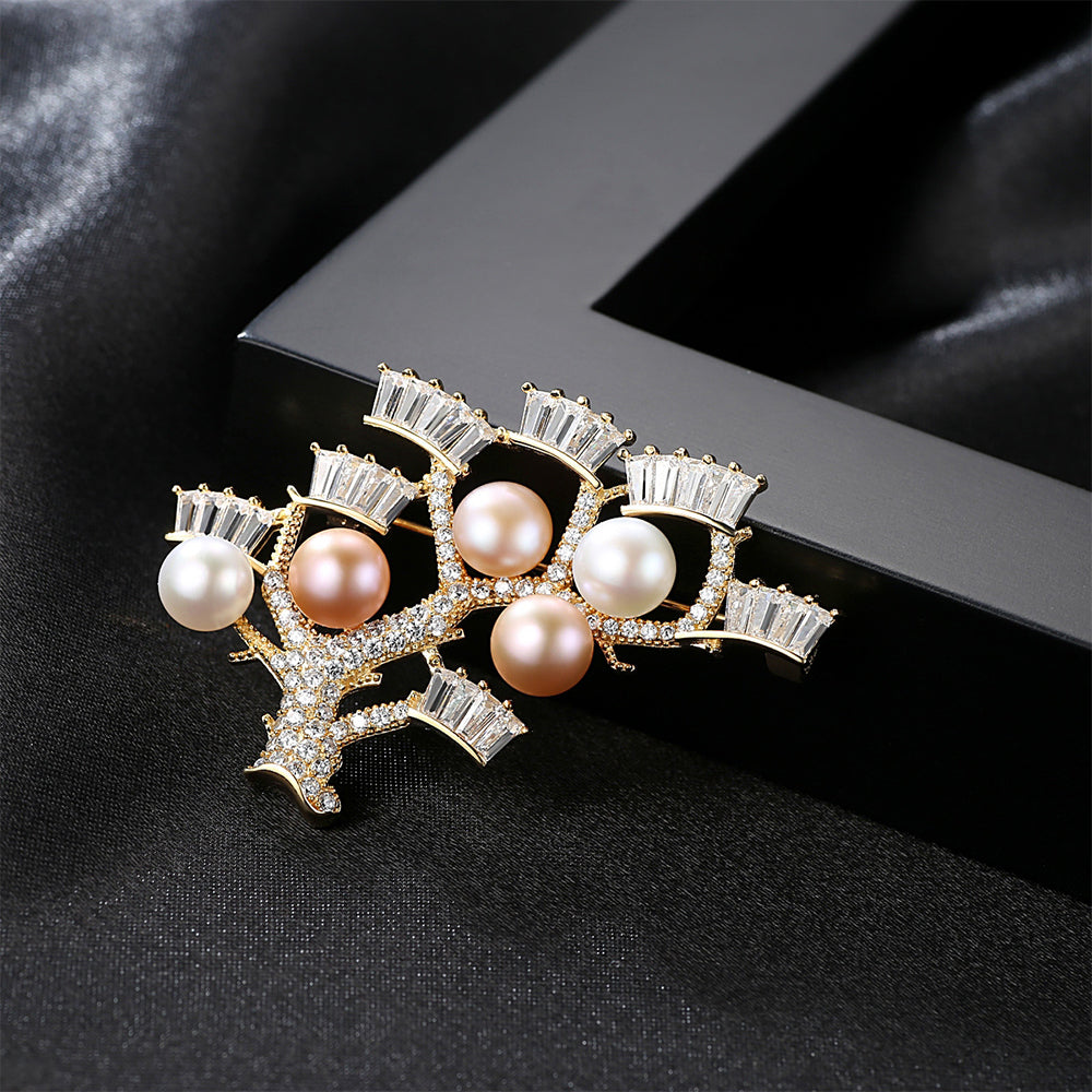 Broche de plata de ley 925, joyería de moda, regalo para mujeres y niñas.