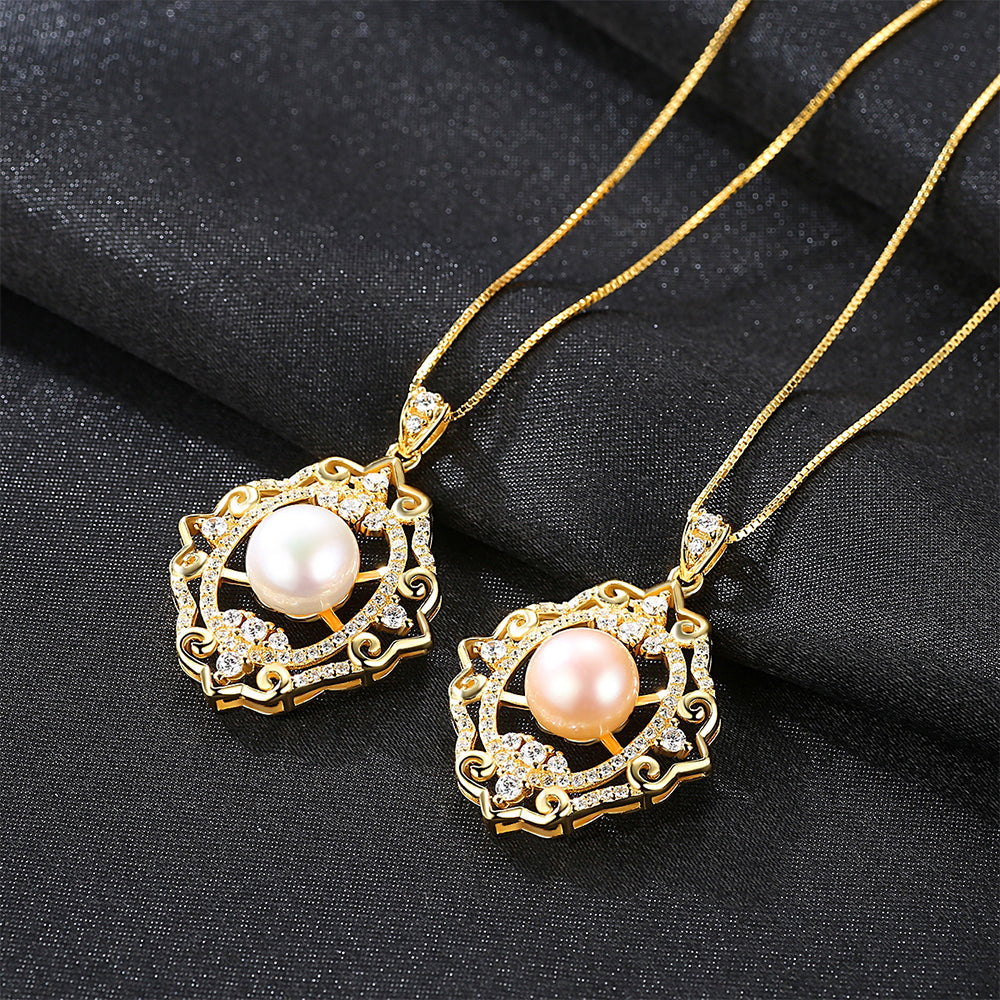 925 Sterling Silver Natural Pearl Drop Necklace Fashion Jewelry Gift for Women Girls