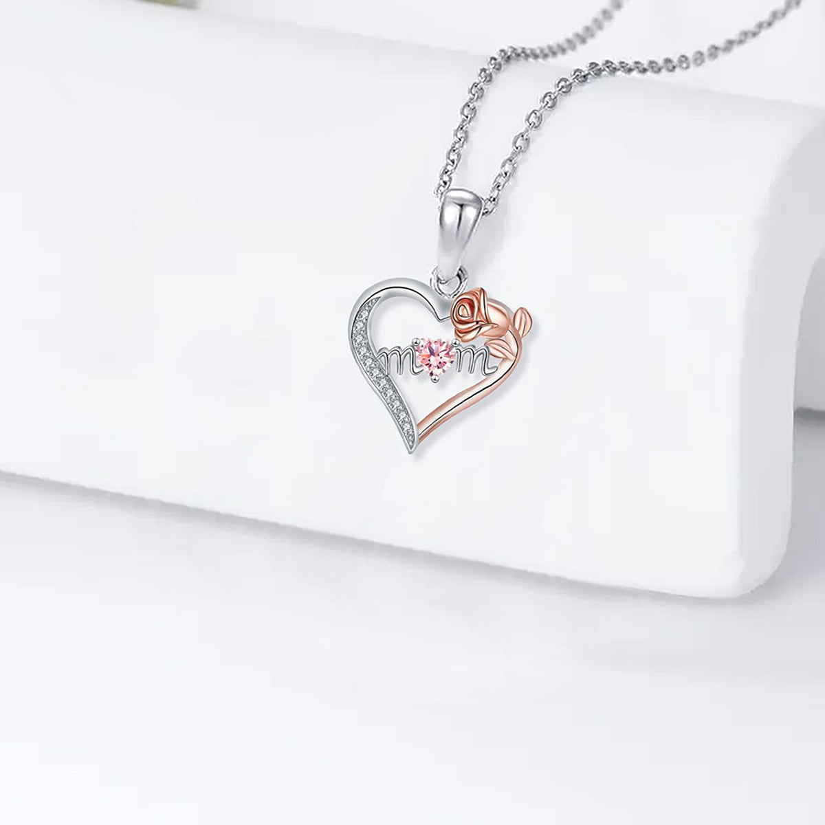 Copper With Silver/Rosegold Plated Heart Pendant Necklace
