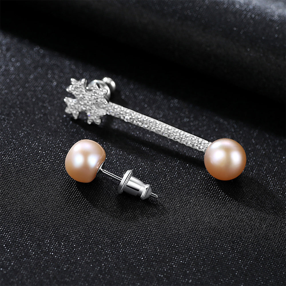 Pendientes colgantes de perla natural de plata de ley 925, joyería de moda, regalo para mujeres y niñas.