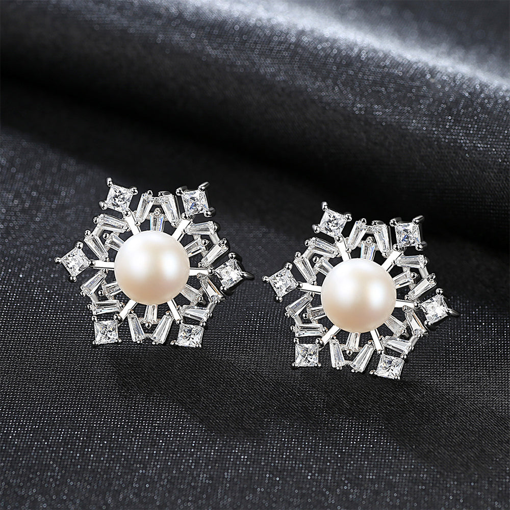 925 Sterling Silver Natural Pearl Drop Earrings Fashion Jewelry Gift for Women Girls