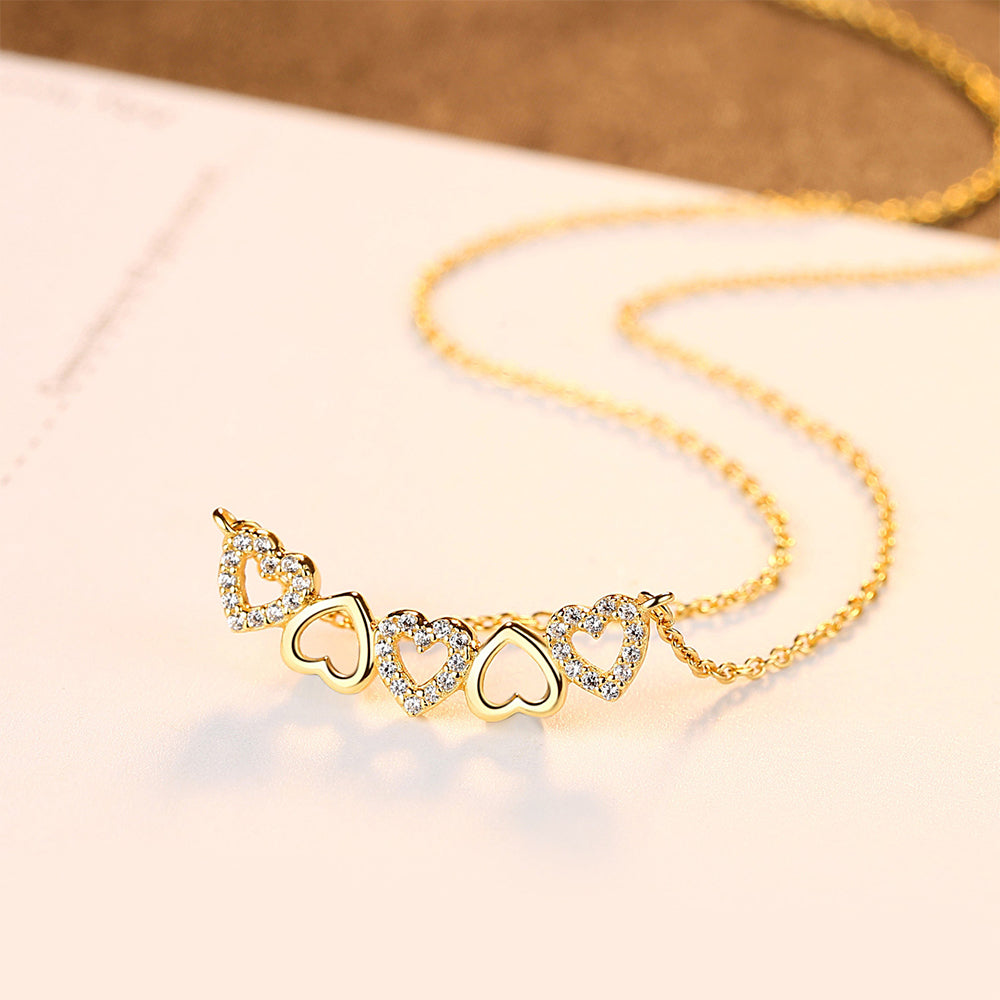 925 Sterling Silver Heart Necklace Fashion Jewelry Gift for Women Girls