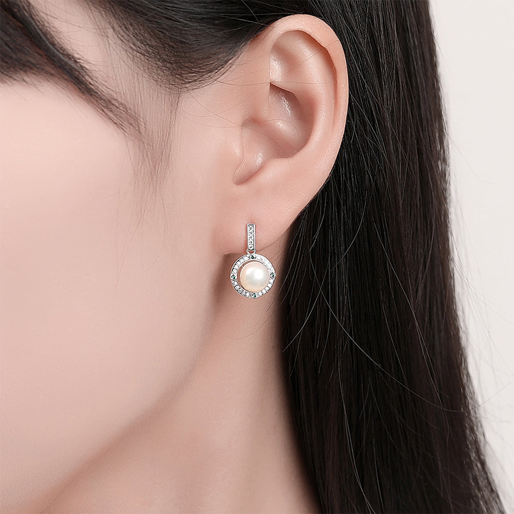 925 Sterling Silver Natural Pearl Drop Earrings Fashion Jewelry Gift for Women Girls