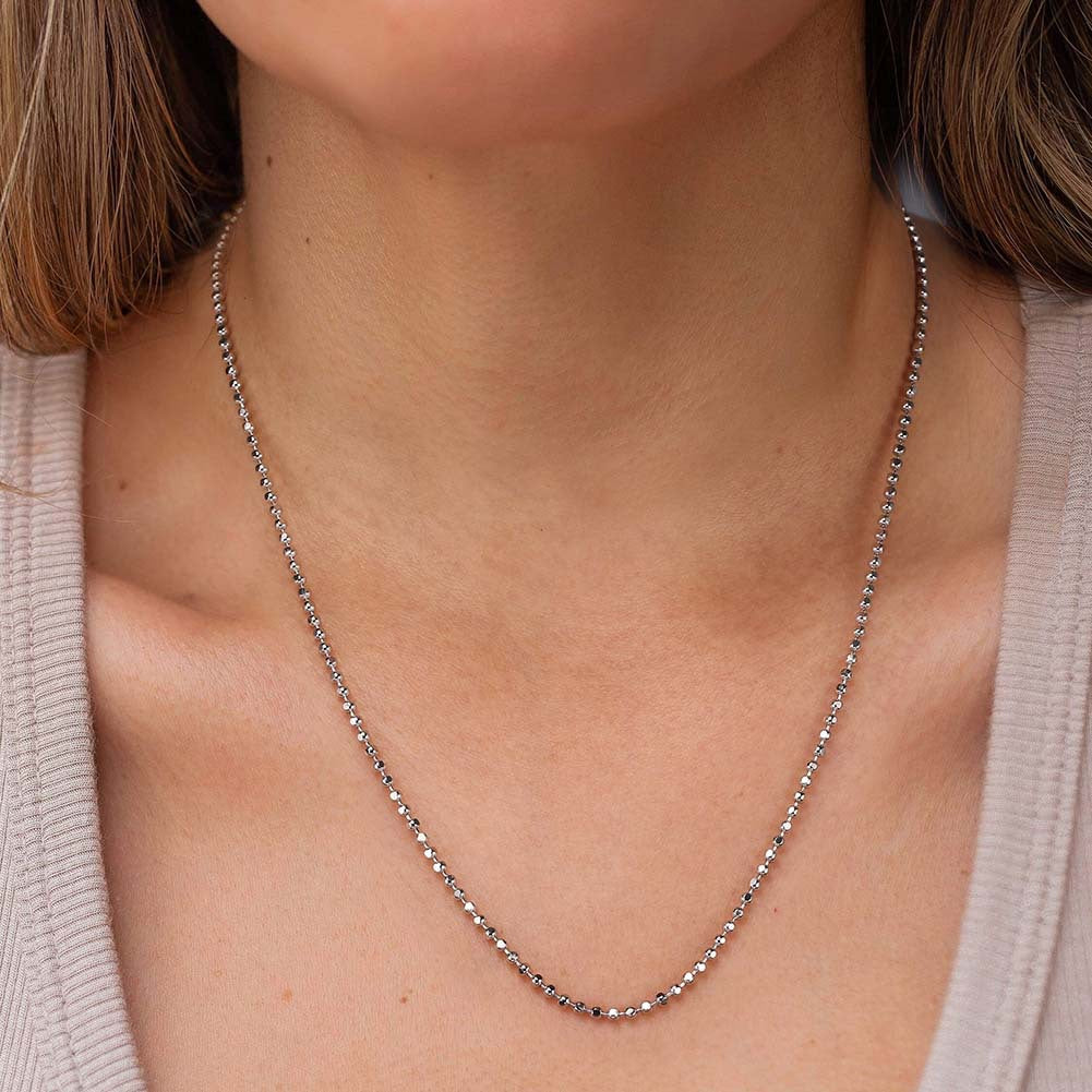 925 Sterling Silver Hammered Ball Beads Chain