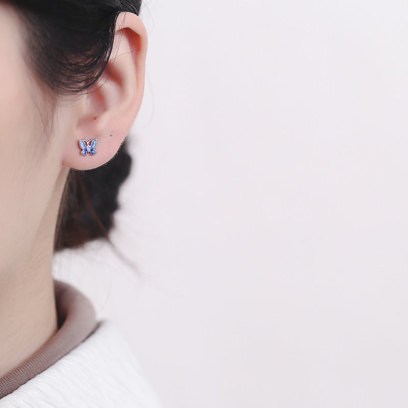 925 Sterling Silver Butterfly Screw Back Stud Earrings
