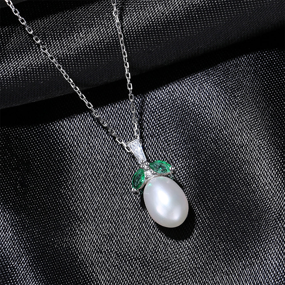 925 Sterling Silver Natural Pearl Drop Necklace Fashion Jewelry Gift for Women Girls