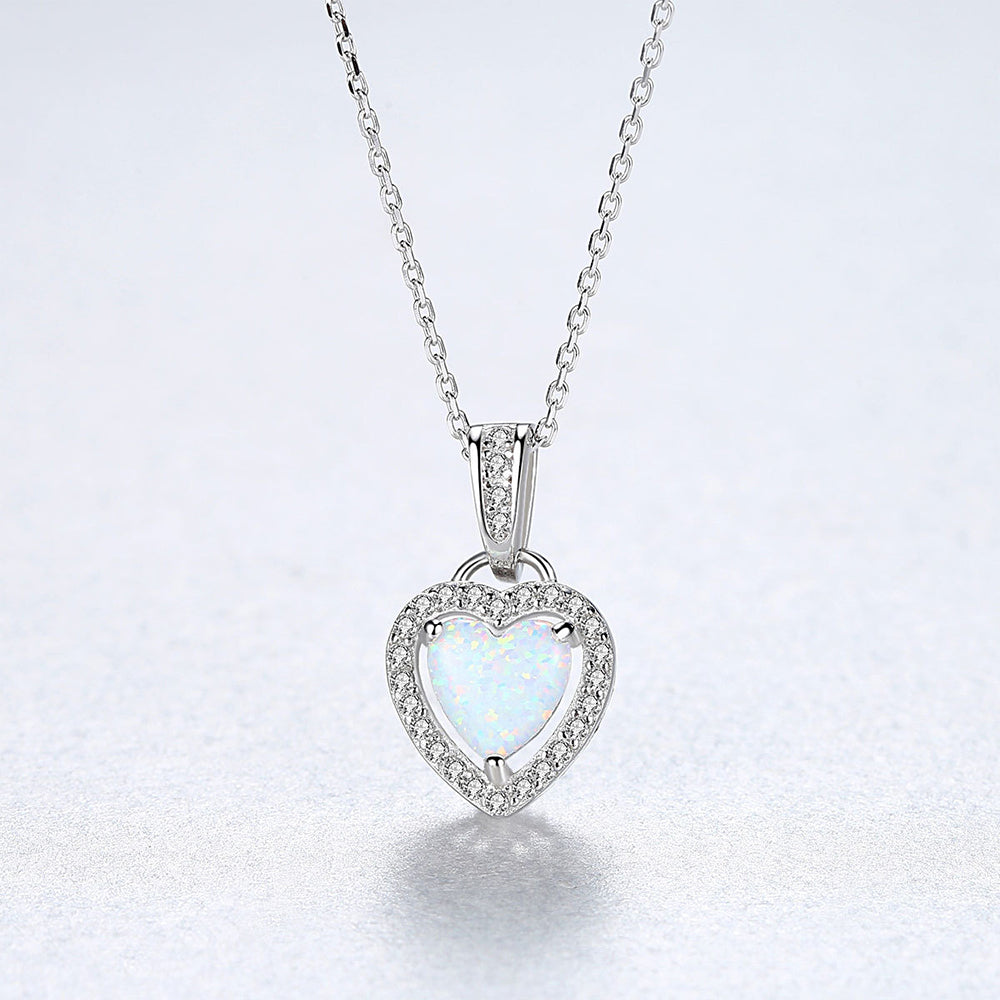 925 Sterling Silver Heart Necklace Fashion Jewelry Gift for Women Girls