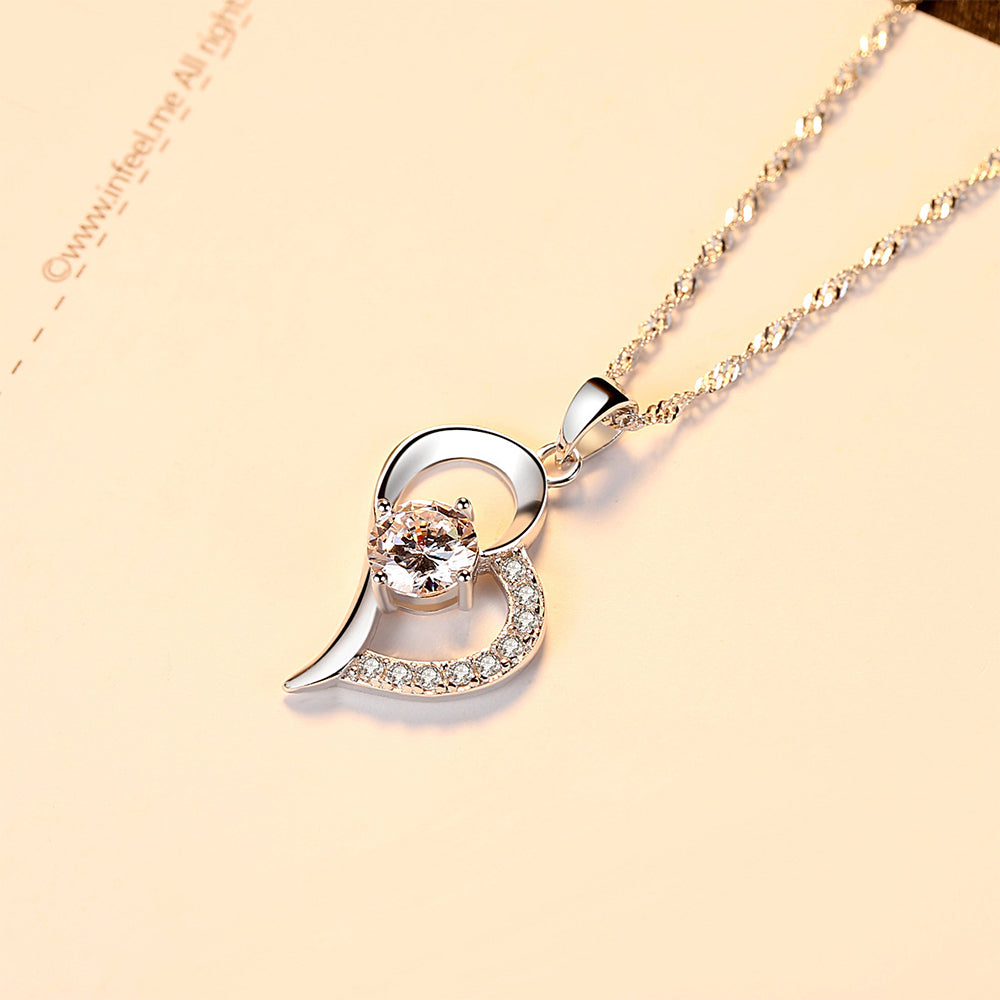 925 Sterling Silver Heart Necklace Fashion Jewelry Gift for Women Girls