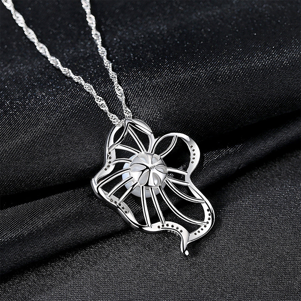 925 Sterling Silver Natural Pearl Drop Necklace Fashion Jewelry Gift for Women Girls
