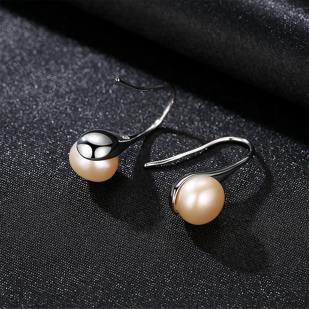 925 Sterling Silver Natural Pearl Drop Earrings Fashion Jewelry Gift for Women Girls