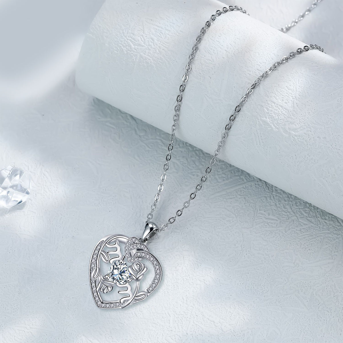 Copper With Silver Plated Heart Pendant Necklace for Women