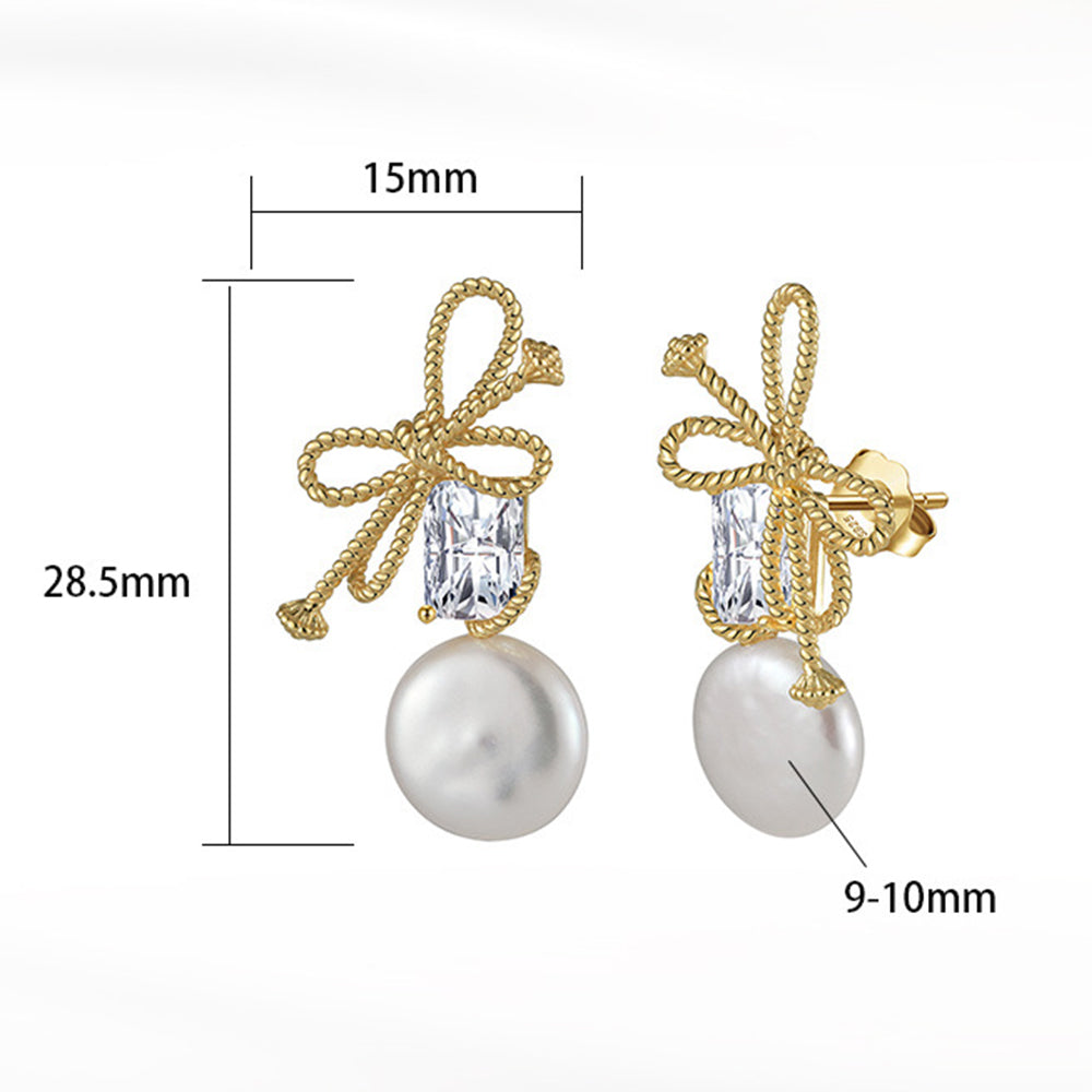 925 Sterling Silver Natural Pearl Earrings Fashion Jewelry Gift for Women Girl