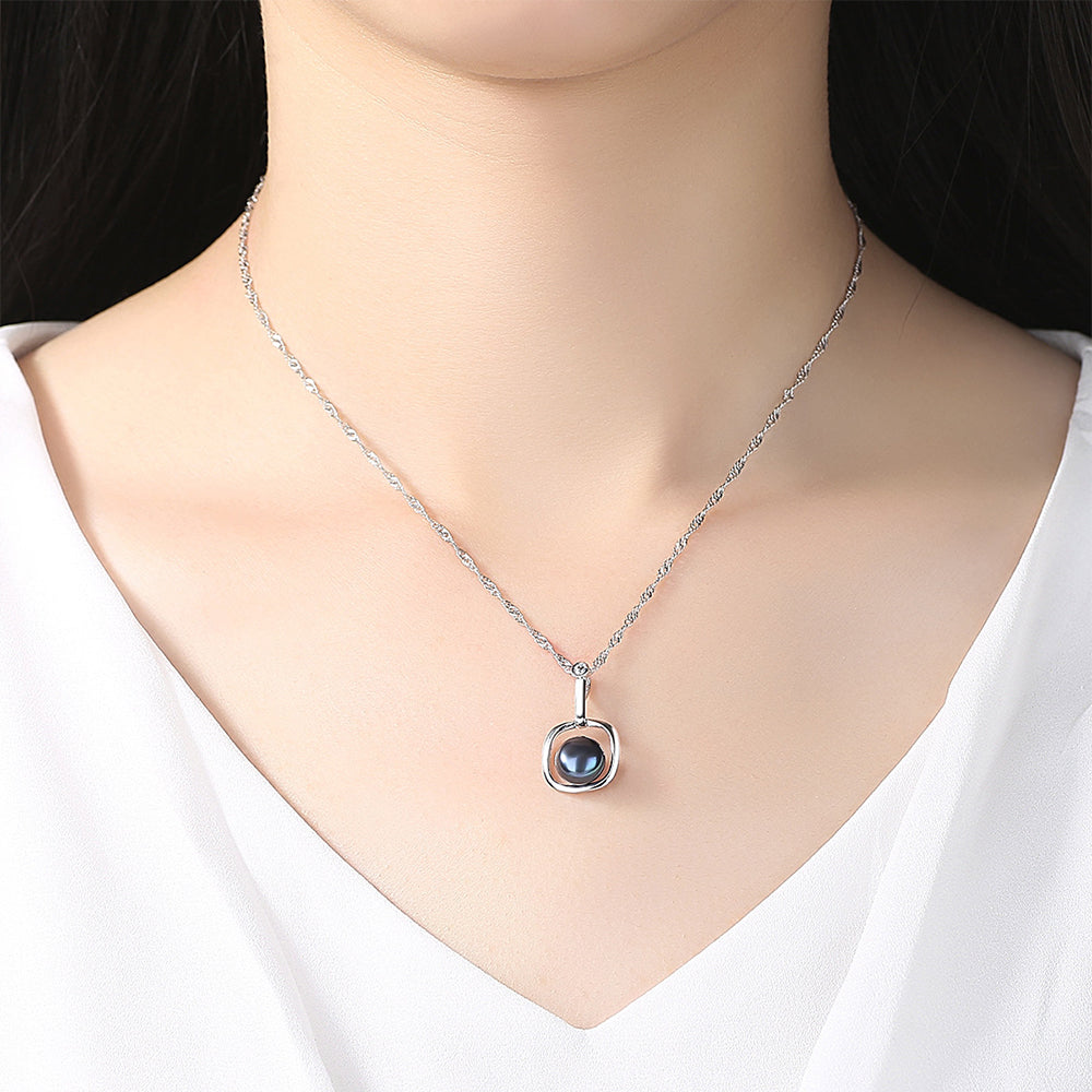925 Sterling Silver Natural Pearl Drop Necklace Fashion Jewelry Gift for Women Girls