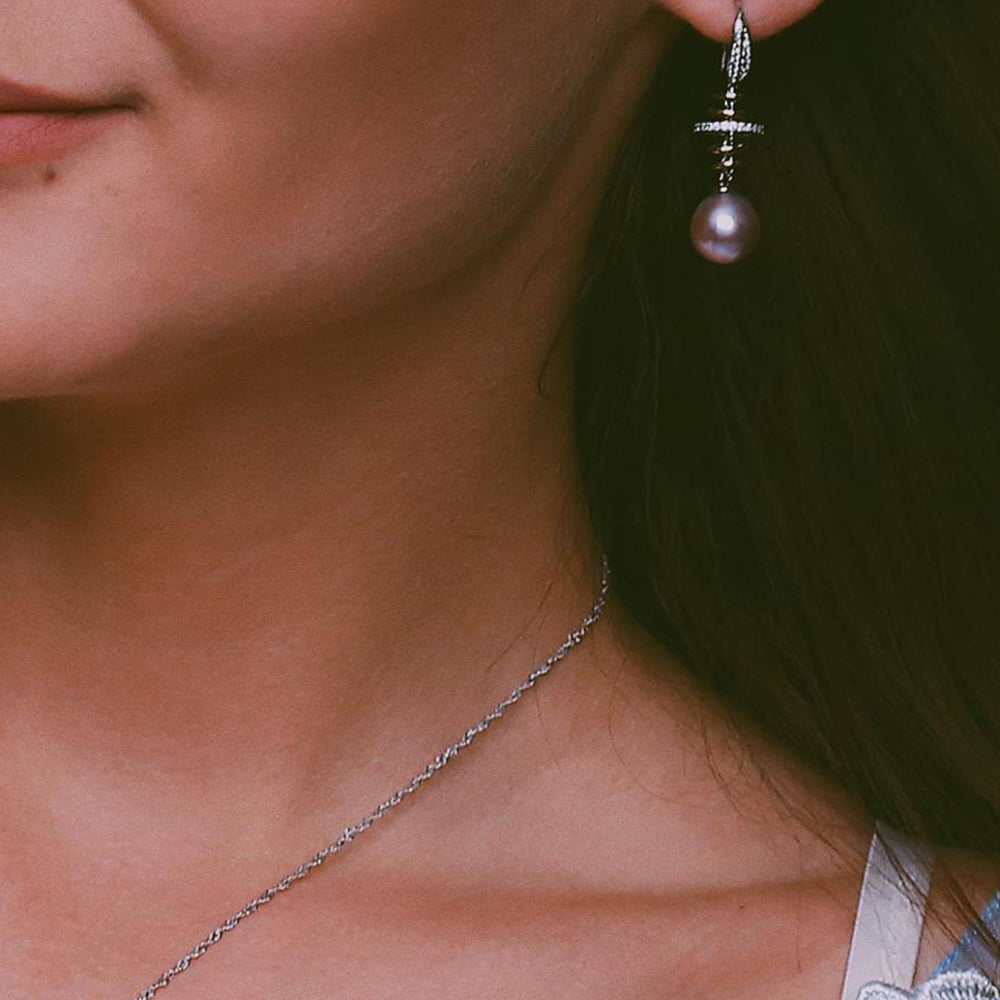 925 Sterling Silver Natural Pearl Drop Earrings Fashion Jewelry Gift for Women Girls