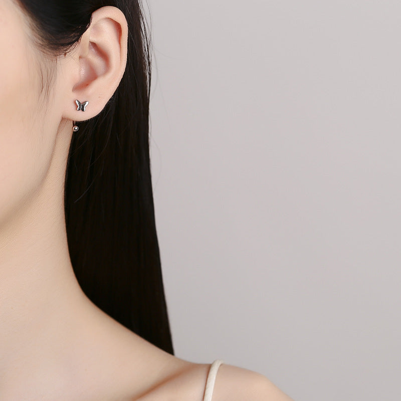 925 Sterling Silver Butterfly Screw Back Stud Earrings
