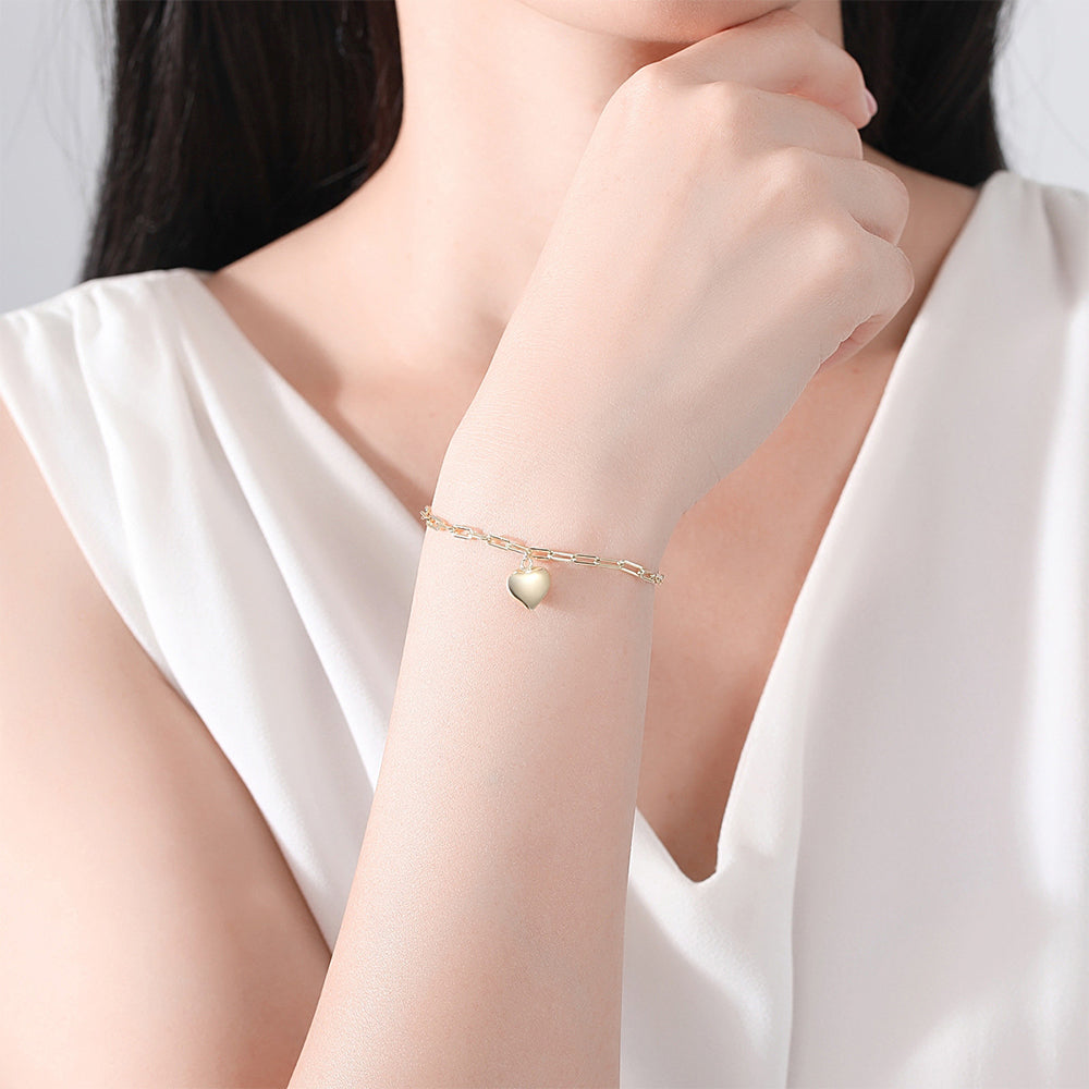 925 Sterling Silver Heart Bracelet Fashion Jewelry Gift for Women Girls